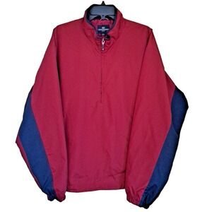 Docker's 1/4 Zip Golf Windbreaker Men's Size L Maroon & Blue Colorblock Pre-own